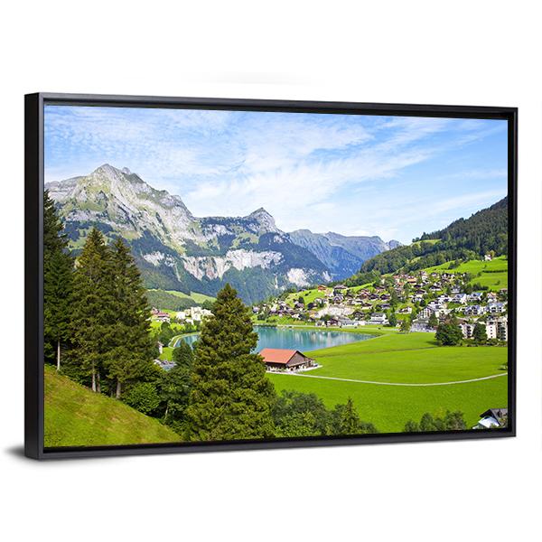 Engelberg Village Switzerland Canvas Wall Art-3 Horizontal-Gallery Wrap-25" x 16"-Tiaracle