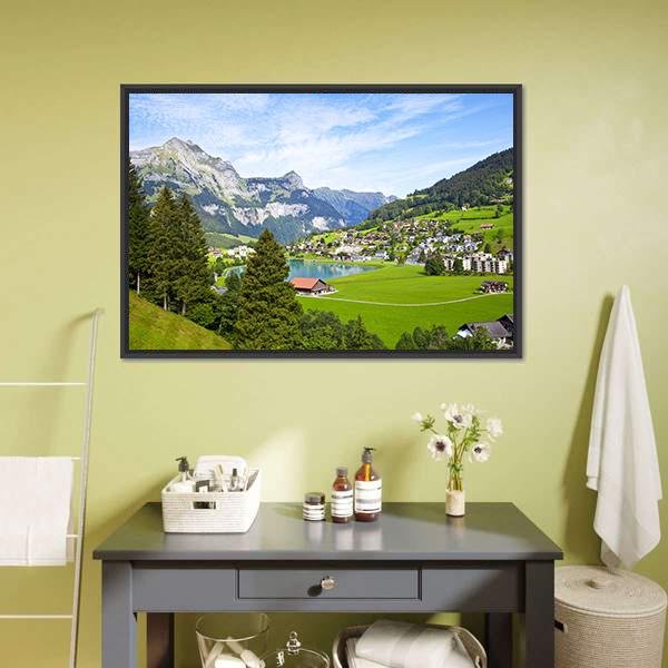 Engelberg Village Switzerland Canvas Wall Art-3 Horizontal-Gallery Wrap-25" x 16"-Tiaracle