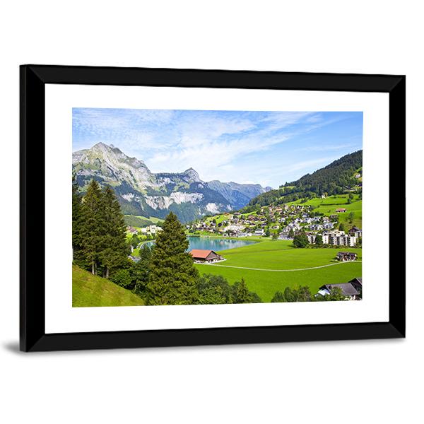 Engelberg Village Switzerland Canvas Wall Art-3 Horizontal-Gallery Wrap-25" x 16"-Tiaracle