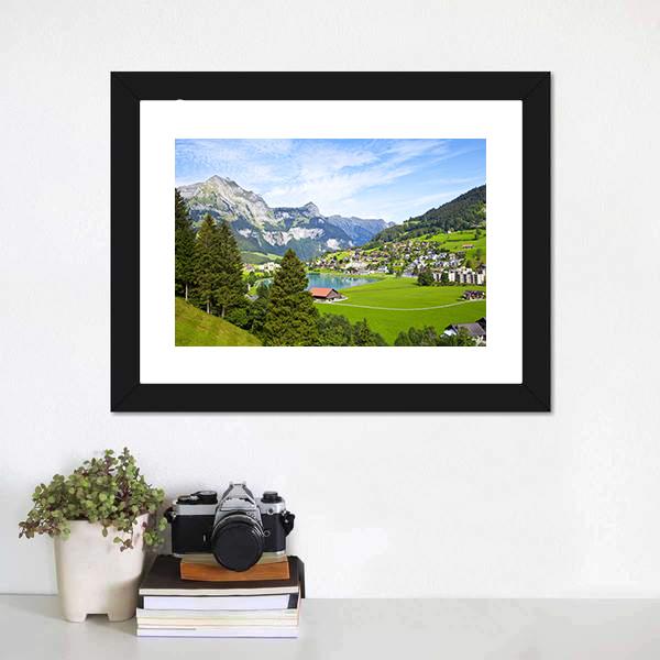 Engelberg Village Switzerland Canvas Wall Art-3 Horizontal-Gallery Wrap-25" x 16"-Tiaracle