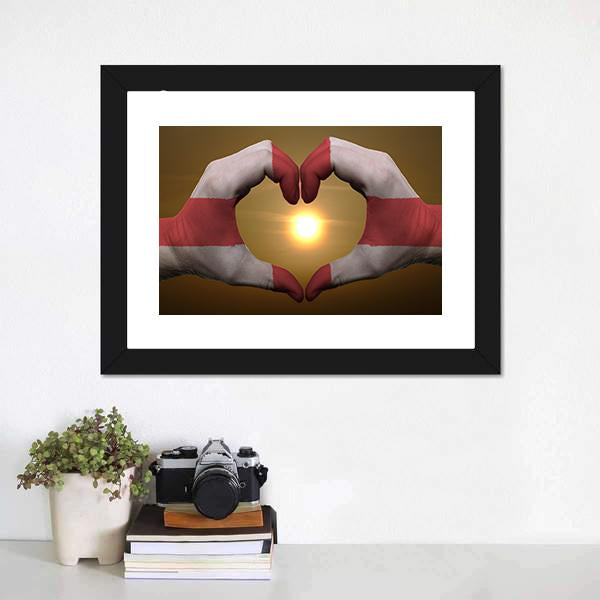 England Flag On Hands Canvas Wall Art-1 Piece-Framed Print-20" x 16"-Tiaracle