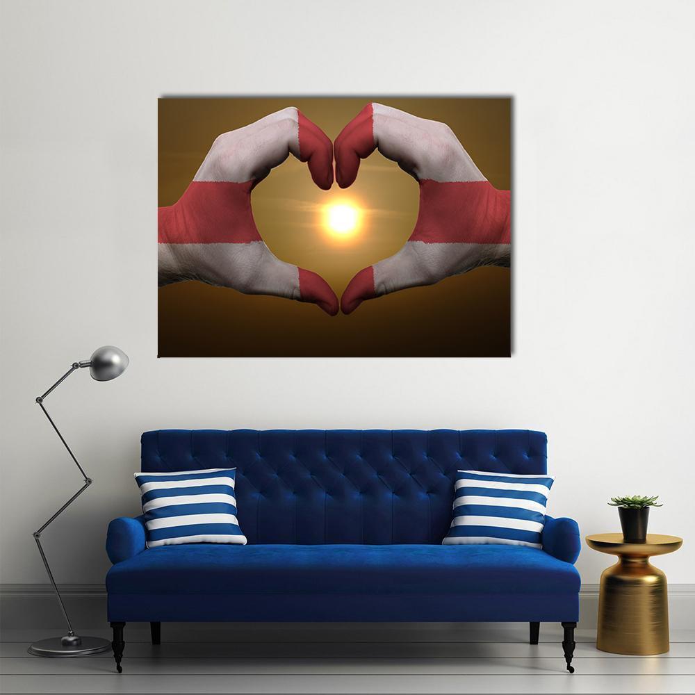 England Flag On Hands Canvas Wall Art-1 Piece-Gallery Wrap-48" x 32"-Tiaracle