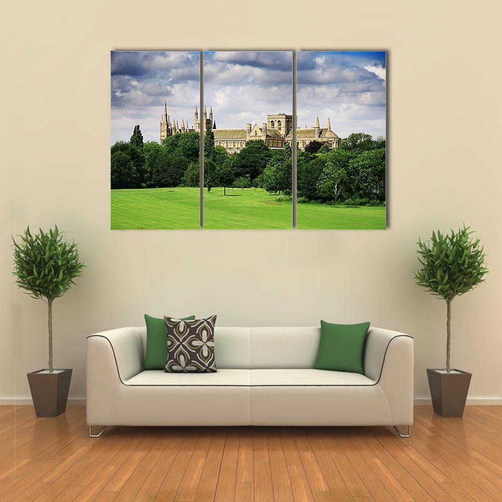 English Landscape With Cathedral Canvas Wall Art-3 Horizontal-Gallery Wrap-37" x 24"-Tiaracle
