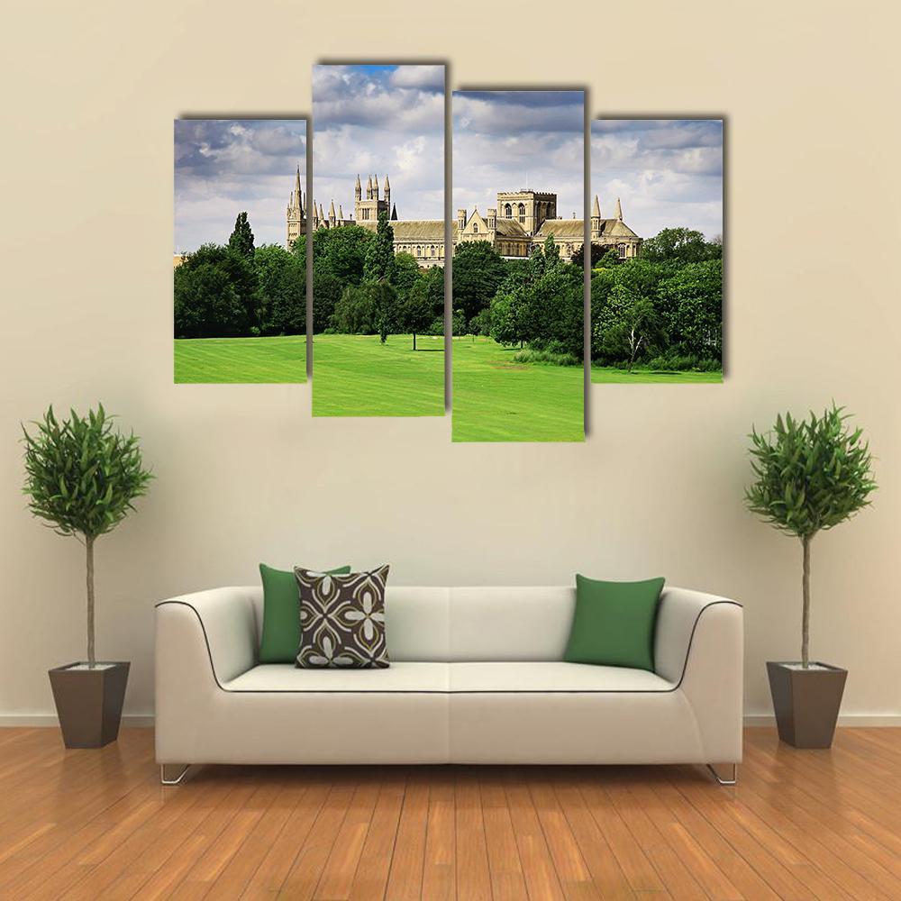 English Landscape With Cathedral Canvas Wall Art-4 Pop-Gallery Wrap-50" x 32"-Tiaracle