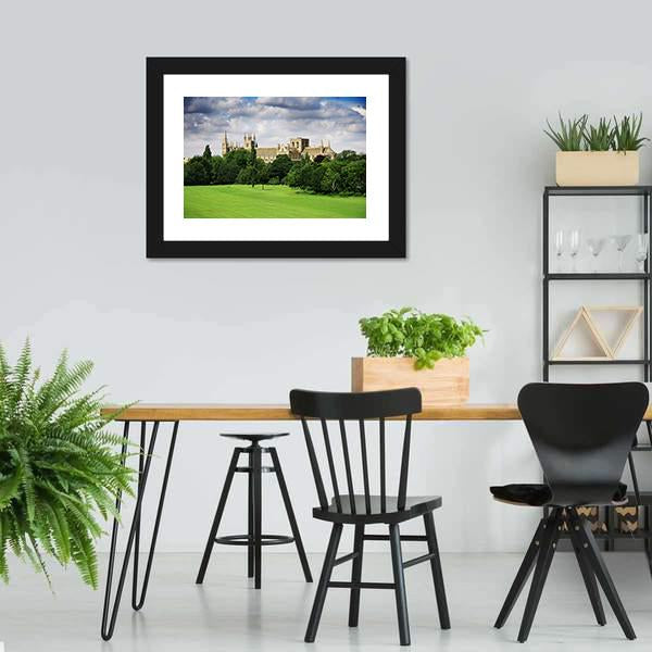 English Landscape With Cathedral Canvas Wall Art-3 Horizontal-Gallery Wrap-25" x 16"-Tiaracle