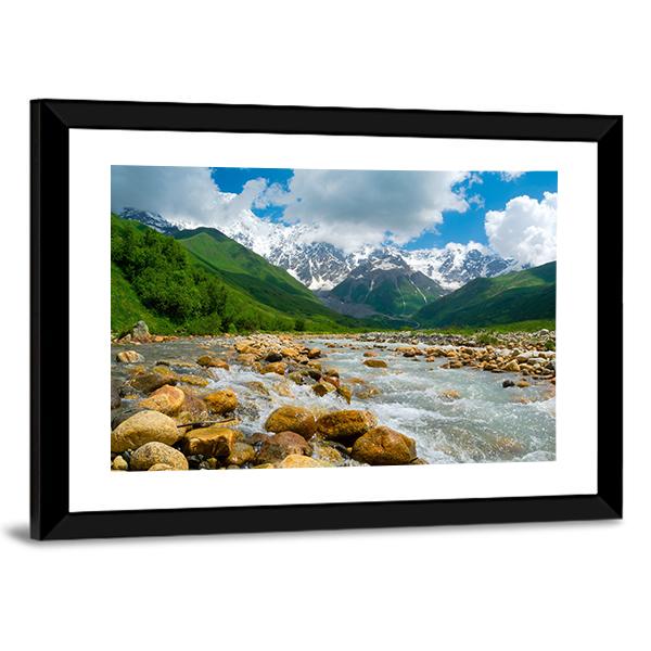Enguri River In Georgia Canvas Wall Art-3 Horizontal-Gallery Wrap-25" x 16"-Tiaracle