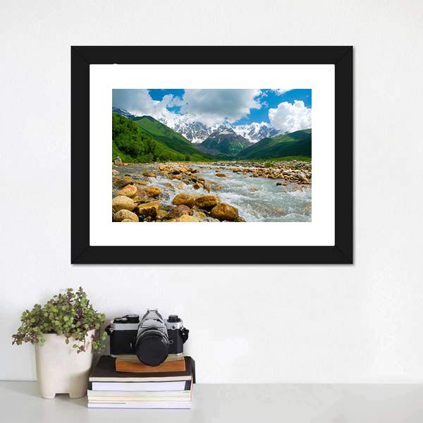 Enguri River In Georgia Canvas Wall Art-3 Horizontal-Gallery Wrap-25" x 16"-Tiaracle