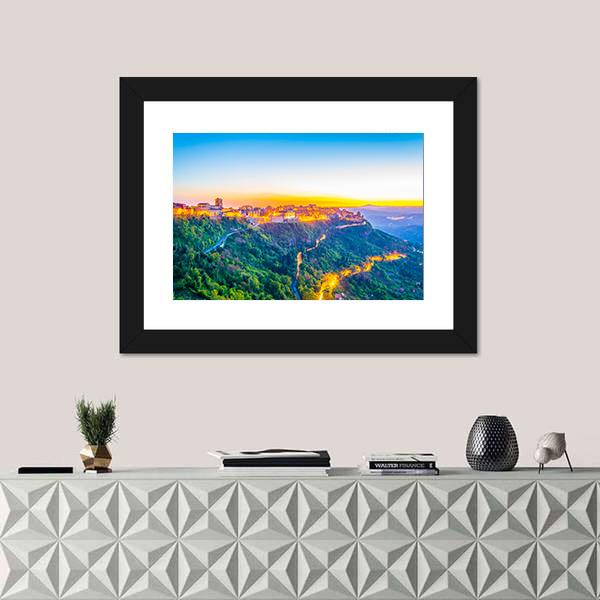 Enna Town In Sicily Canvas Wall Art-1 Piece-Framed Print-20" x 16"-Tiaracle