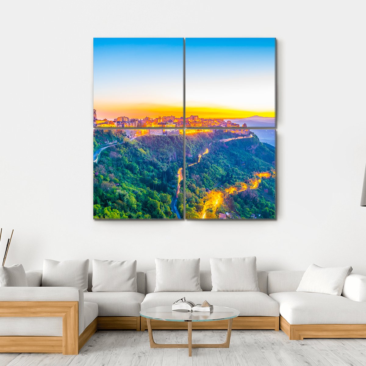 Enna Town In Sicily Canvas Wall Art-4 Square-Gallery Wrap-17" x 17"-Tiaracle