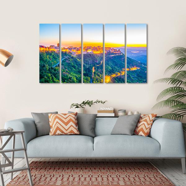 Enna Town In Sicily Canvas Wall Art-5 Horizontal-Gallery Wrap-22" x 12"-Tiaracle