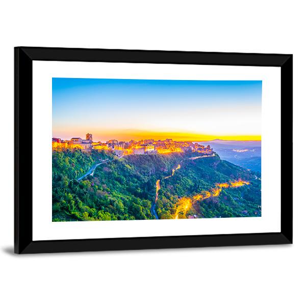 Enna Town In Sicily Canvas Wall Art-3 Horizontal-Gallery Wrap-25" x 16"-Tiaracle