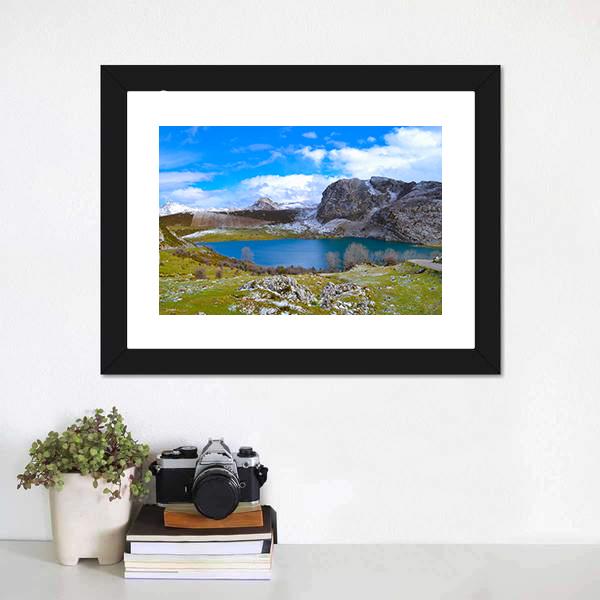 Enol Lake Austria Canvas Wall Art-1 Piece-Framed Print-20" x 16"-Tiaracle