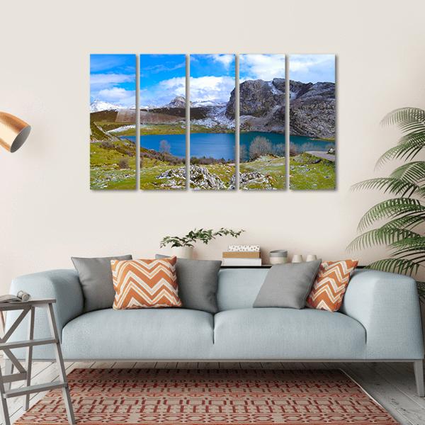 Enol Lake Austria Canvas Wall Art-5 Horizontal-Gallery Wrap-22" x 12"-Tiaracle