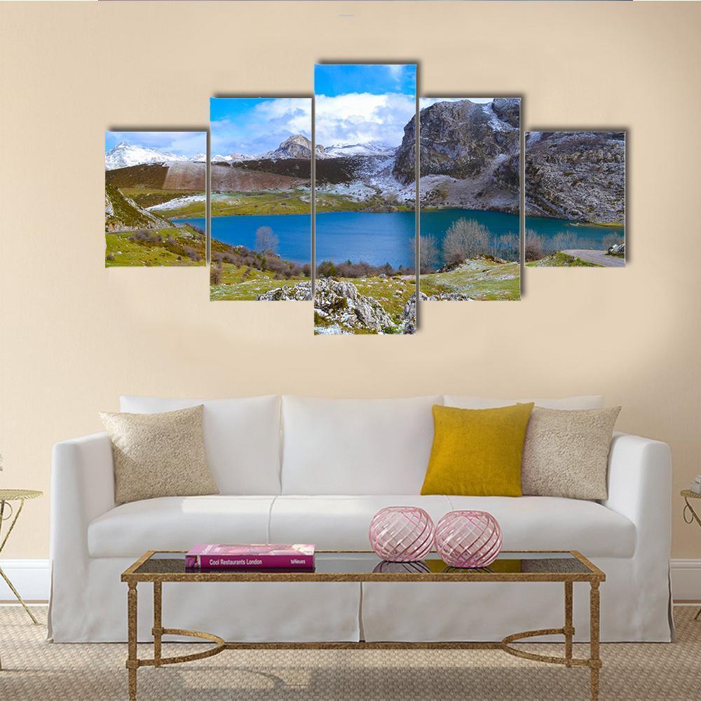 Enol Lake Austria Canvas Wall Art-5 Star-Gallery Wrap-62" x 32"-Tiaracle