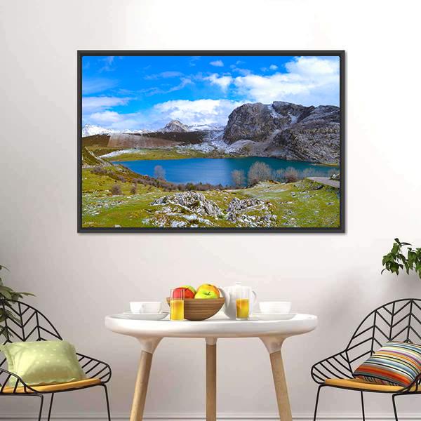 Enol Lake Austria Canvas Wall Art-1 Piece-Floating Frame-24" x 16"-Tiaracle