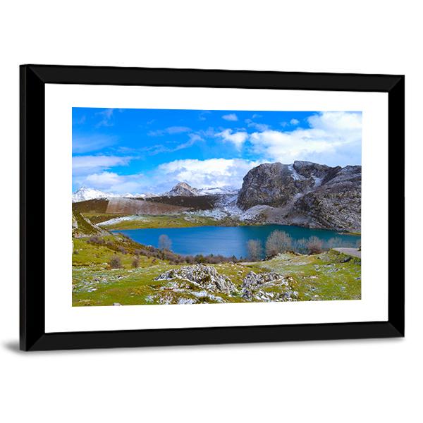 Enol Lake Austria Canvas Wall Art-3 Horizontal-Gallery Wrap-25" x 16"-Tiaracle