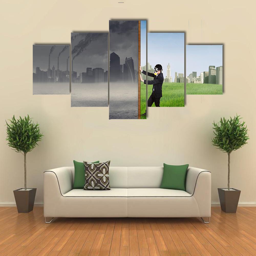 Environment Change Concept Canvas Wall Art-5 Star-Gallery Wrap-62" x 32"-Tiaracle
