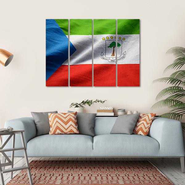 Equatorial Guinea Flag Canvas Wall Art-4 Horizontal-Gallery Wrap-34&quot; x 24&quot;-Tiaracle