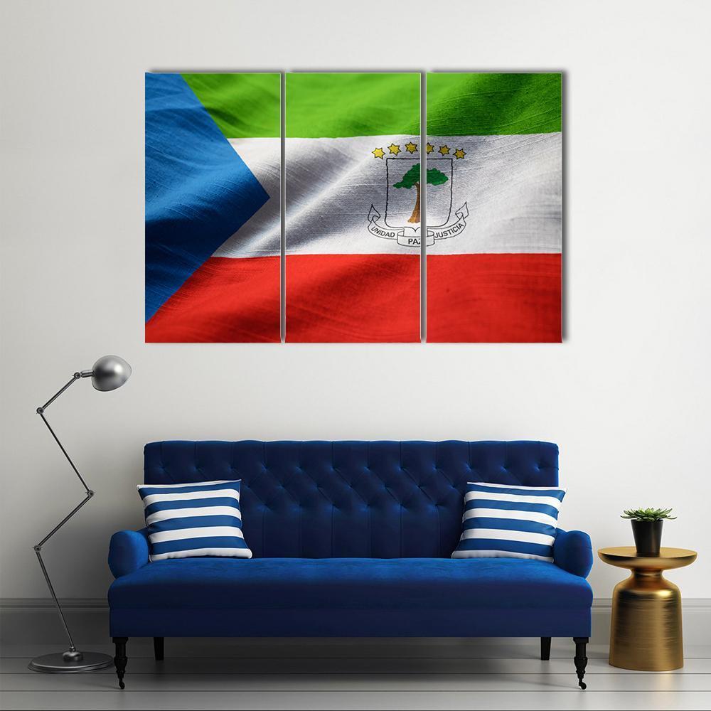 Equatorial Guinea Flag Canvas Wall Art-3 Horizontal-Gallery Wrap-37" x 24"-Tiaracle