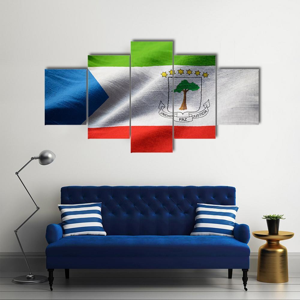 Equatorial Guinea Flag Canvas Wall Art-4 Pop-Gallery Wrap-50" x 32"-Tiaracle