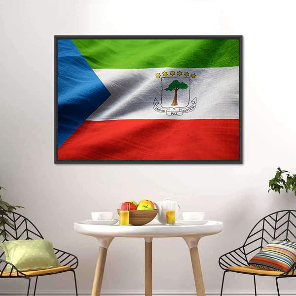 Equatorial Guinea Flag Canvas Wall Art-1 Piece-Floating Frame-24" x 16"-Tiaracle