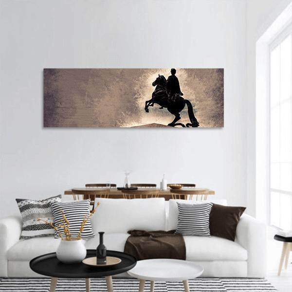 Statue Of Peter The Great Panoramic Canvas Wall Art-1 Piece-36" x 12"-Tiaracle