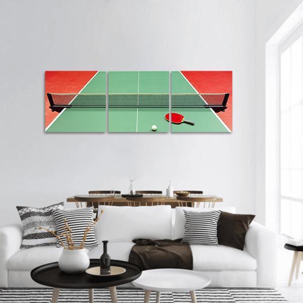 Red Table Tennis Racket Panoramic Canvas Wall Art-3 Piece-25" x 08"-Tiaracle