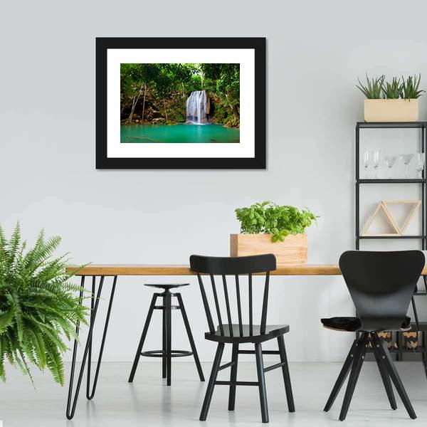Eravan Waterfall In Kanchanaburi Canvas Wall Art-5 Horizontal-Gallery Wrap-22" x 12"-Tiaracle