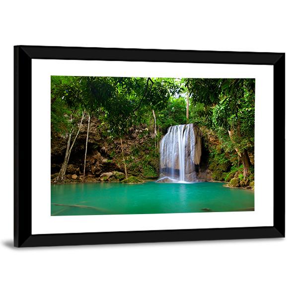 Eravan Waterfall In Kanchanaburi Canvas Wall Art-3 Horizontal-Gallery Wrap-25" x 16"-Tiaracle