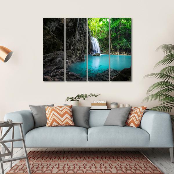 Erawan Cascade Waterfall Canvas Wall Art-4 Horizontal-Gallery Wrap-34" x 24"-Tiaracle