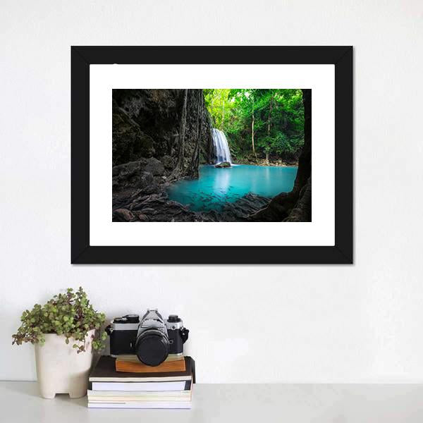 Erawan Cascade Waterfall Panoramic Canvas Wall Art-1 Piece-36" x 12"-Tiaracle