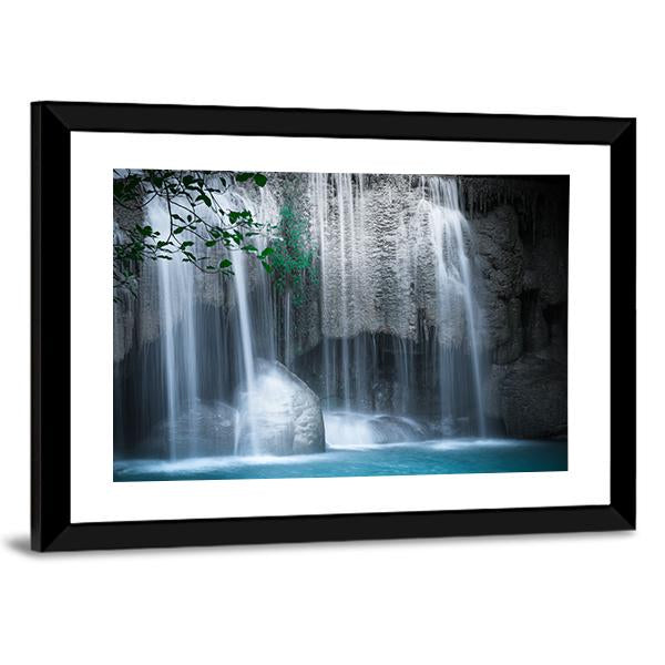 Erawan Cascade Waterfall Thailand Canvas Wall Art-3 Horizontal-Gallery Wrap-25" x 16"-Tiaracle
