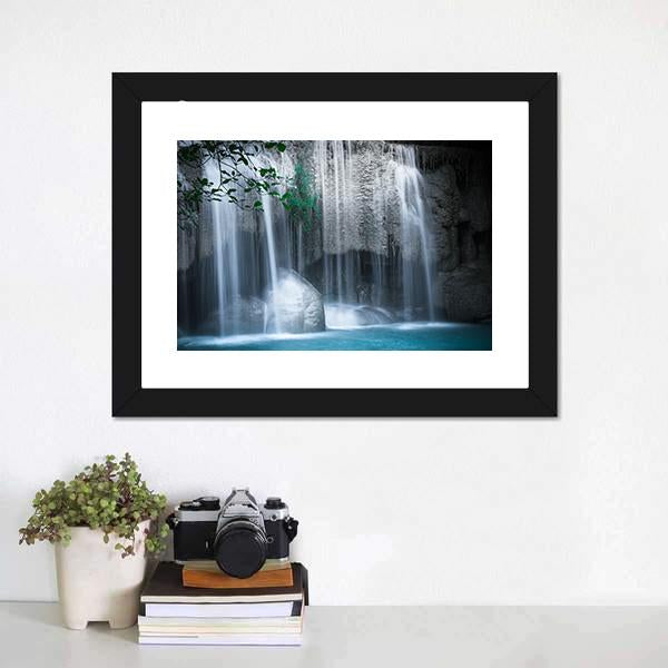 Erawan Cascade Waterfall Thailand Canvas Wall Art-3 Horizontal-Gallery Wrap-25" x 16"-Tiaracle