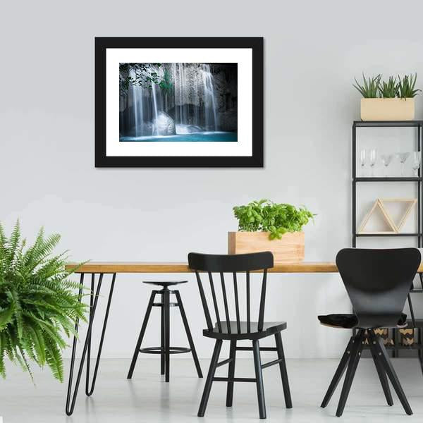 Erawan Cascade Waterfall Thailand Canvas Wall Art-3 Horizontal-Gallery Wrap-25" x 16"-Tiaracle