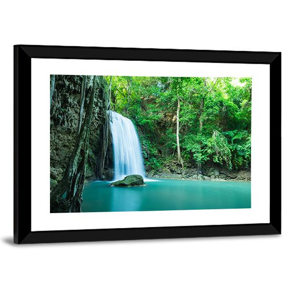 Erawan Tropical Waterfall Canvas Wall Art-3 Horizontal-Gallery Wrap-25" x 16"-Tiaracle