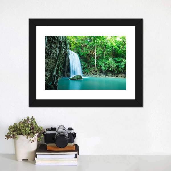 Erawan Tropical Waterfall Canvas Wall Art-3 Horizontal-Gallery Wrap-25" x 16"-Tiaracle