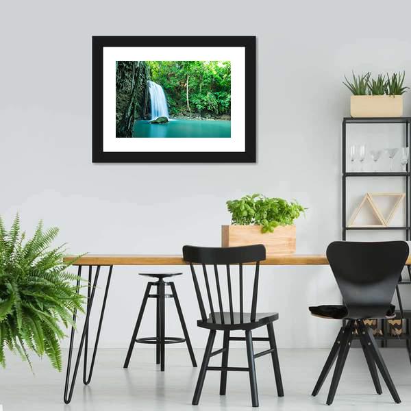 Erawan Tropical Waterfall Canvas Wall Art-3 Horizontal-Gallery Wrap-25" x 16"-Tiaracle
