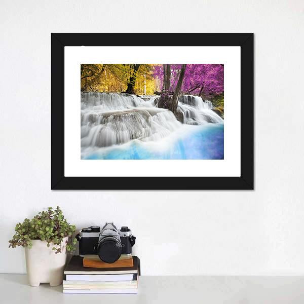 Erawan Waterfall Kanchanaburi Canvas Wall Art-1 Piece-Framed Print-20" x 16"-Tiaracle