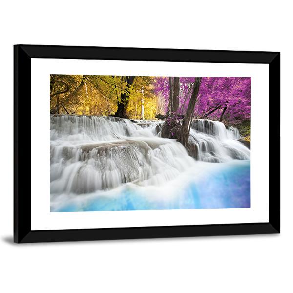 Erawan Waterfall Kanchanaburi Canvas Wall Art-5 Horizontal-Gallery Wrap-22" x 12"-Tiaracle