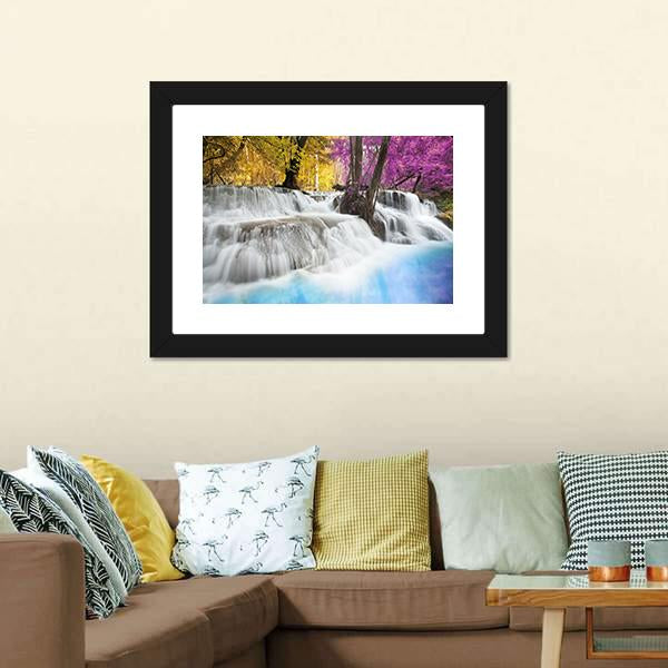 Erawan Waterfall Kanchanaburi Canvas Wall Art-5 Horizontal-Gallery Wrap-22" x 12"-Tiaracle