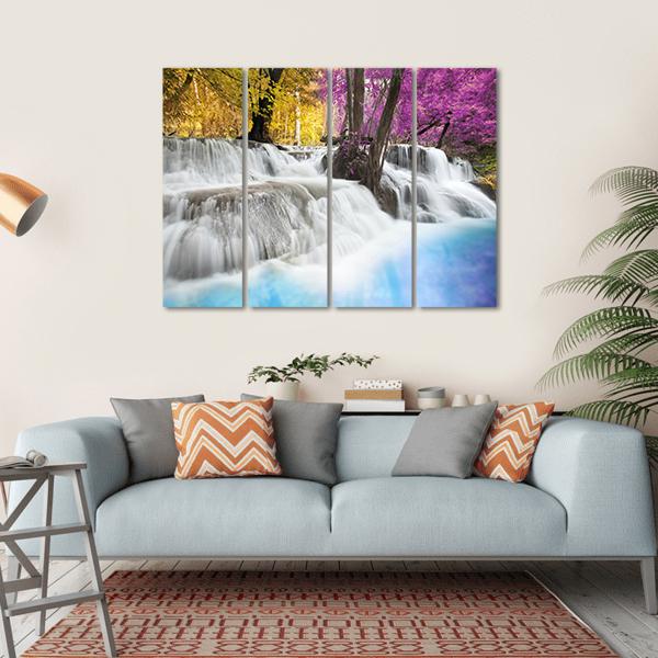 Erawan Waterfall Kanchanaburi Canvas Wall Art-4 Horizontal-Gallery Wrap-34" x 24"-Tiaracle