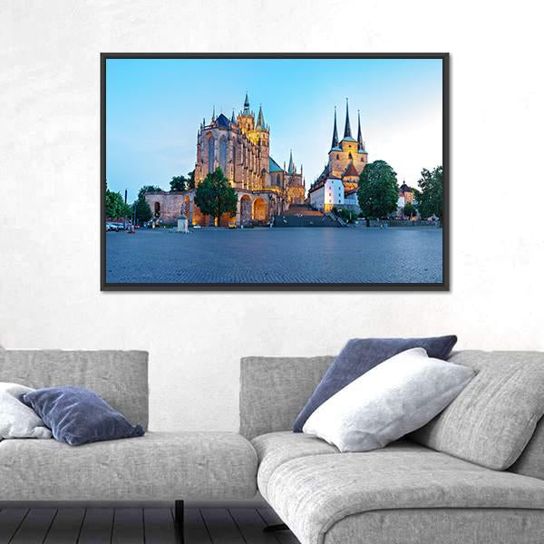 Erfurt Cathedral Canvas Wall Art-1 Piece-Floating Frame-24" x 16"-Tiaracle