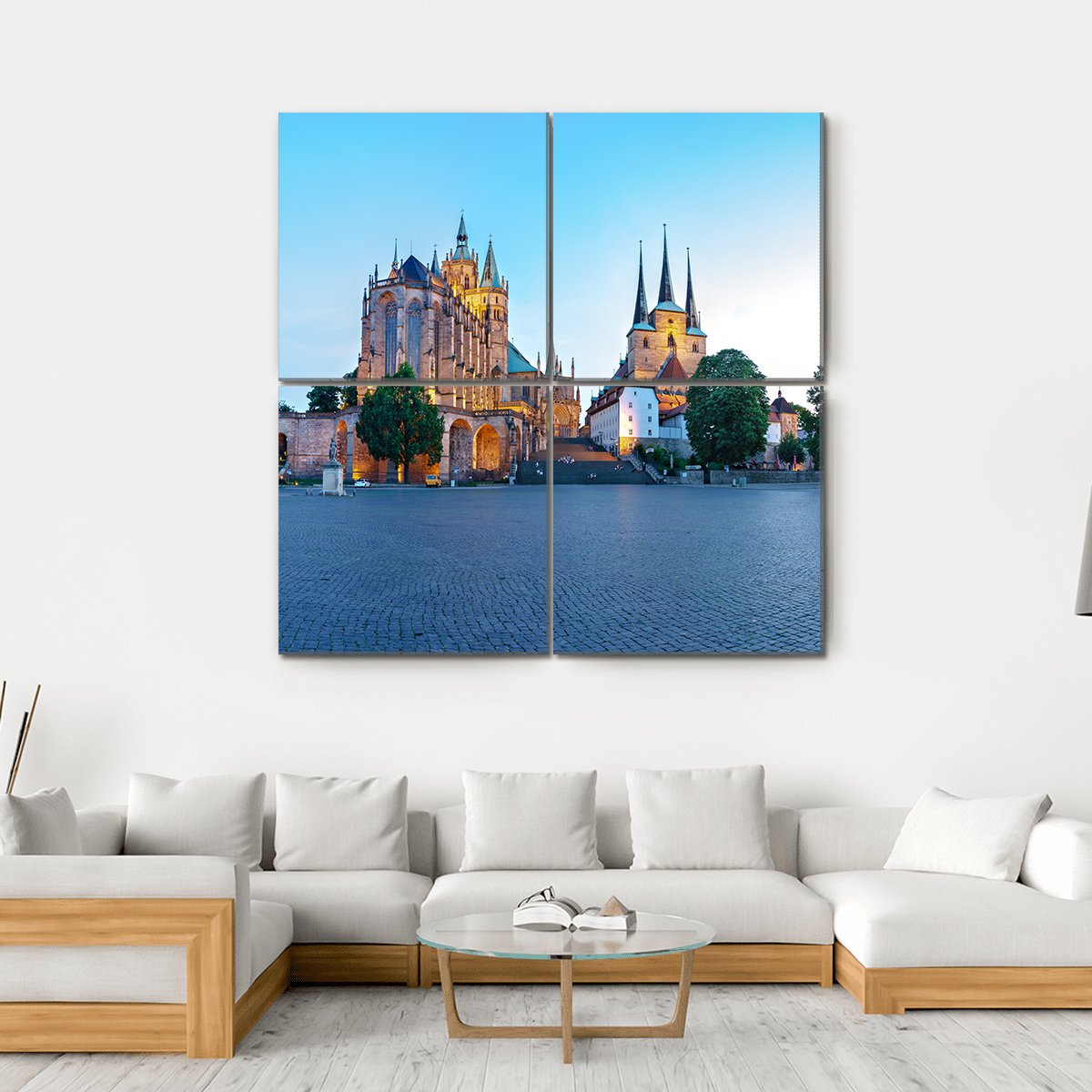Erfurt Cathedral Canvas Wall Art-4 Square-Gallery Wrap-17" x 17"-Tiaracle