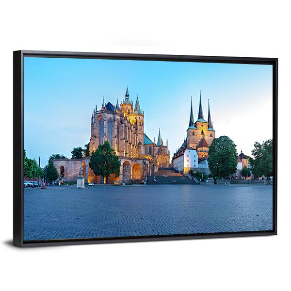 Erfurt Cathedral Canvas Wall Art-3 Horizontal-Gallery Wrap-25" x 16"-Tiaracle