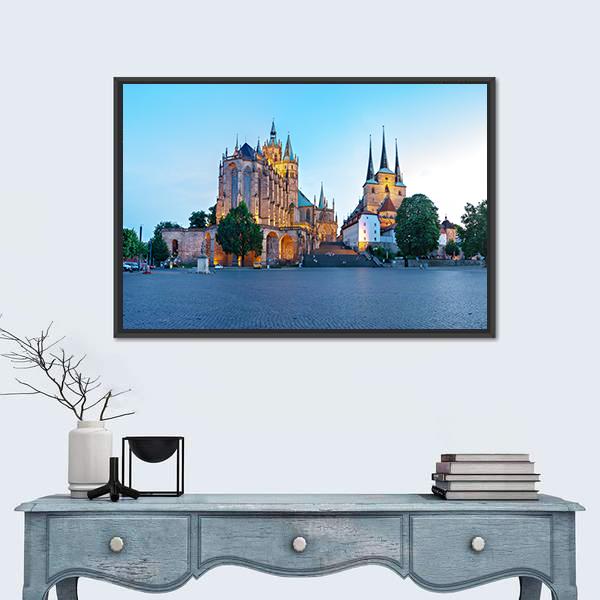 Erfurt Cathedral Canvas Wall Art-3 Horizontal-Gallery Wrap-25" x 16"-Tiaracle