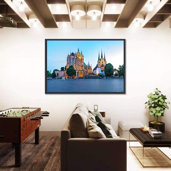 Erfurt Cathedral Canvas Wall Art-3 Horizontal-Gallery Wrap-25" x 16"-Tiaracle