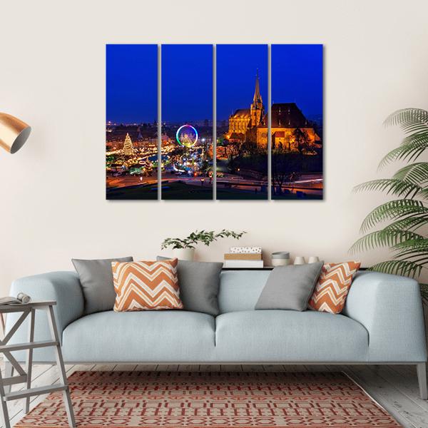 Erfurt Christmas Market Canvas Wall Art-4 Horizontal-Gallery Wrap-34" x 24"-Tiaracle