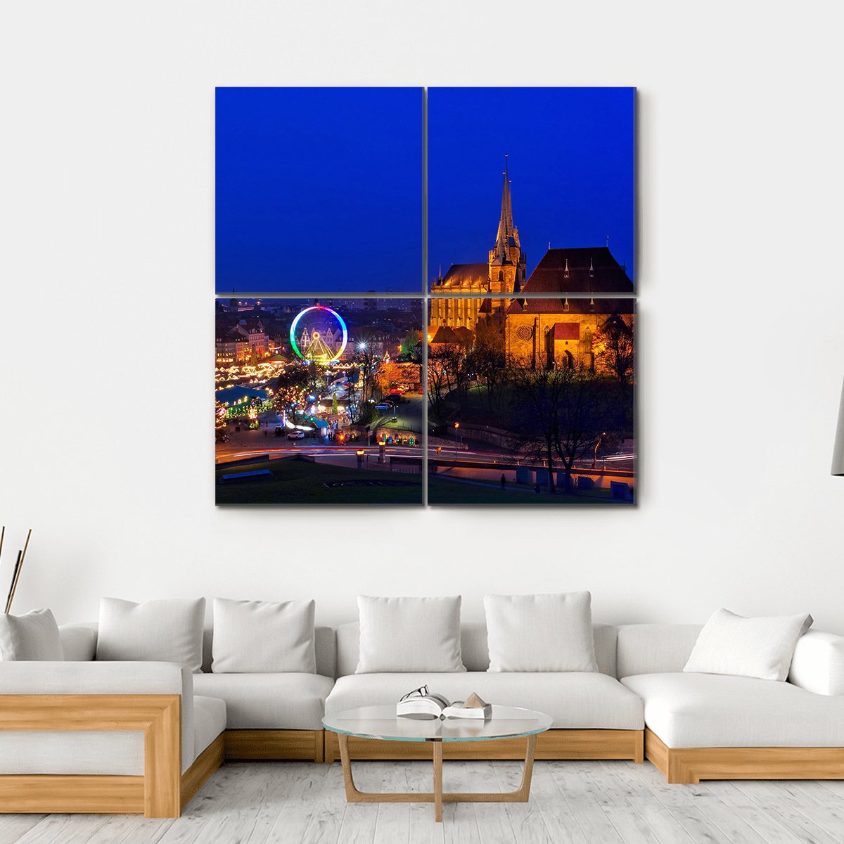 Erfurt Christmas Market Canvas Wall Art-4 Square-Gallery Wrap-17" x 17"-Tiaracle