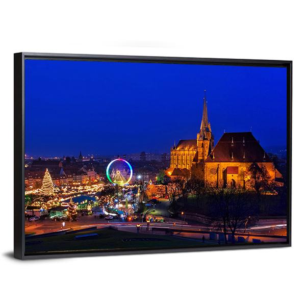 Erfurt Christmas Market Canvas Wall Art-5 Horizontal-Gallery Wrap-22" x 12"-Tiaracle