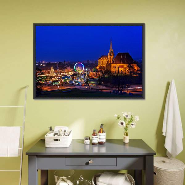 Erfurt Christmas Market Canvas Wall Art-3 Horizontal-Gallery Wrap-25" x 16"-Tiaracle